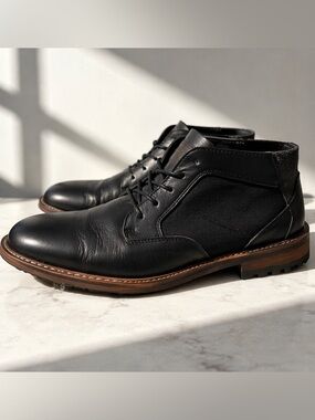 Bull Boxer Black Leather Chukka Boots Mens 13 Lace Up Casual Minimalist